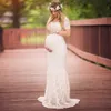 Ny 2020 Lace Maternity Dress Gown Wedding Party Photography Props Dresses V Neck Long Maxi Trumpet Klänningar för gravida kvinnor Q0713