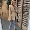 Gacvga 2021 Nowa Moda Pasted Kobiety Blazer i Kurtka Wiosna Jesień Dorywczo Długi Rękaw Work Work Biuro Lady Black Slim Płaszcz X0721