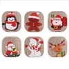 Jul Burlap Linne Drawstring Bag Present Wraps Santa Claus Snögubbe Penguin Elk Candy Smycken Förpackning Presentförvaring Väskor Xmas Favoriter Dekoration