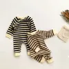 Spring Autumn Baby Rompers Long Sleeve Toddler Striped Plain Jumpsuits One Piece Bodysuits Clothes M3730