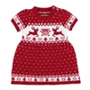 가을 겨울 양모 니트 스웨터 크리스마스 사슴 드레스 여자 드레스 파티 및 결혼식 아기 소녀 옷 210417