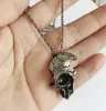 Trendy Retro Men Half Skull Necklace Metal Skeleton Pendant Gothic Jewelry Choker Necklaces for male