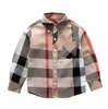 Shirts Fashion Boy Kids Clothes 38Y Spring Long Sleeve Big Plaid T Shirt Brand Pattern Lapel Whole8218713
