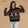 Frau Schwarz Gestrickte Pullover Tops Rentier Hässliche Weihnachten Pullover 2020 Langarm Jersey Schule Arbeit Kleidung Urlaub Jumper Y1118