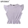 Women Sweet Fashion Ruffled Pleated Blouses O Neck Sleeveless Female Shirts Blusas Chic Tops 210420