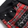 Punk Style Męskie Zestawy dżinsów czarne haftowane sowy dżinsowe pasujące panele panelu Kolorblock Pants 2pcs Summer Streetwear