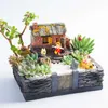 Harts blomma trädgård liten succulent blomma kruka succulent bonsai dekoration retro bondgård liten innergård land bord dekorat 210712