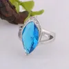 925 Sterling Silber Wassertropfenförmige Ringe, imitierter blauer Kristall, Zirkonia, Ehering, romantisches Weihnachts-Liebesgeschenk