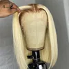 レースウィッグストレートフロントヒューマンヘアウィッグプリックHD透明フル613ブロンド色の短いボブのgluellessナチュラルヘアラインATI5947618