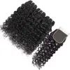 Brazilian Water Wave Human Hair Bundles with Lace Closure Unprocessed 4X4 Lace Closure With Water Wave Human Hair Extensions