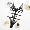 Cryptographic Black Hot Sexy Strappy Bodysuits Party Club Female Body Floral Bandage Sleeveless Backless Bodysuit Thong Slim Y0927