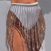 Chic Diamante spódnica seksowna pusta Patchwork Lśniąca Tassel Metal Link Sain S Festival Lady Fashion 210619