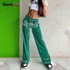 Seltsame Puss Brief Stickerei Gerade Hosen Velvet Frauen Kordelzug Hohe Taille Hosen Lässig Baggy Wilde Streetwear Sweatpants Y211115