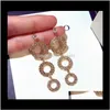 スーパーキラキラとトレンディなファッションデザイナーラグジュアリーダイヤモンドジルコンマルチサークルdangle dangle chandelier earrings for woman girls x9cmf viykm