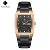 WWOOR Mens Square Montres de luxe en acier inoxydable Business Gold Montre-bracelet Top Marque Sport Date étanche Reloj Hombre 210527