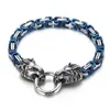 Bracelet gothique en acier inoxydable pour hommes et femmes, crâne craquelé, chaîne de roi byzantin, motard Lion avec fermoir à anneau à ressort, 8.26 pouces, 6mm