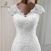 Eleganti nuovi abiti da sposa a v-collo di matrimonio Bellissimi abiti da sposa Applique sirene Vestido nodia 3187