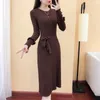 Women's Solid Color Pullover Full-sleeved Sweater Skirt Casual Slim Autumn And Winter Clothes Soft Comfortable Female 210427