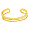 Pulseiras para as mulheres casal 2 fila de cristal pedras punhos pulseira jóias de luxo marca luz amarela ouro cor turca jóias