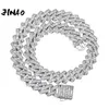 JINAO 18mm Baguette Prong Cuban Link Necklace AAA+ CZ Iced Out Chain Hip Hop Fashion Luxury Bling White Gold Chain For Gift X0509