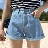 hohe taillierte weiße jean-shorts