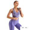 Seamless Yoga Set Sport Passar Kläder Beskära Top Shirts Bra Hög midja Running Fitness Leggings