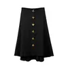 女性のための秋のビンテージレディース黒のスカートの固体レトロなシックなロングスカートのための高さのシックなスカート