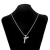 Luxury designer Necklace Hip Hop Gold silver Color Plated Copper Iced Out Micro Paved CZ Gun Pendant Men Charm Jewelry2369270