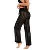 Women Wide Leg Pants Sexy Hollow Out Cover Up Crochet Beach Bikini Bottom Swimsuit Trousers for Lady Swimwear