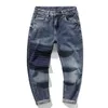 Street Style Moda Uomo Jeans Retro Blu Elastico Gamba Larga Strappato Ricamo Designer Pantaloni Hip Hop Casual Denim