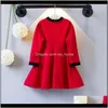 Dresses Baby Baby Kids Maternity Drop Delivery 2021 Spring Childrens Clothing Girls Red And Black Stitching Waist Leisure Princess Dress J8Sc