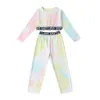 Hiver Enfants Ensembles Casual Garçons Manches Longues O Cou T-shirt Pantalon Lettre Bande De Caoutchouc Tie-dye Vêtements 2T-6T 210629