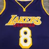 Men 8# Bryant Purple V- Neck Basketball Jersey S, M, L, XL, XXL