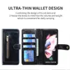 Portfel Zipper Przypadki do Samsung Galaxy Z Fold3 Fold 3 Case 5G Book Leather Slot Card Pocket Ochrona pokrycia
