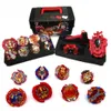 12Pcs/Set Beybleyd Burst Set Metal Fusion Gyroscope with Tool Case Two-way Grip Launcher with Handlebar Red Devils Gyro for Kid X0528