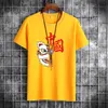 Summer Style Pure Men's T-Shirts Cotton National Tide Short-sleeved Tees Shirts Loose Round Neck Half-sleeve Trend Cartoon Tops