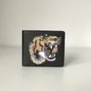 2021 new wallet high quality men's animal short credit card holder leather black snake tiger bee card holder lady brown animal image wallet card holder gift box
