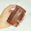 MOQ 100 pcs OEM Customized LOGO Beard Hair Comb Amazon Supplier Natural Amoora Red Wood Combs Dual Sided Men's Grooming
