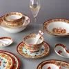 Ensembles de vaisselle occidentale de style européen série de bols salle de modèle alimentaire ensemble de vaisselle en porcelaine d'os assiette en céramique papillon manoir design5314563