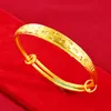 Senhoras Chinesas Senhoras Vintage Padrão Requintado Moda Gold-banhado por ouro tamanho pulseira pulseira de jóias
