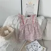 Bear Leader Girls Princess Ruffles Sukienki Moda Kwiat Baby Drukuj Kostium Kids Party Floral Vestidos Dzieci słodkie ubrania 210708