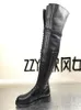 Stiefel Echtes Leder Lace-up Overknee Frauen Dicke Sohle Über Das Knie Winter Schuhe Reiten Botas Altas Mujer Sobre Rodilla