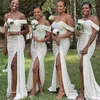 2021 Bridesmaid Dress Ivory Dresses Off The Shoulder Sweep Train Mermaid With Zipper Back Wedding Party