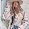 ZXQJ Vintage Kadın Deve Yün Ceketler İlkbahar Sonbahar Moda Bayanlar Zarif Gevşek Uzun Mont Streetwear Kızlar Chic Dış Giyim 210928