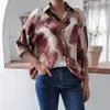 High Street Mulheres Tops e Bloues Spring Spring Solta-montador Casual Tie-Tintura Chiffon Camisa Blusa Tops para Mulheres Moda 210514