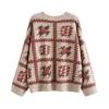 H.SA femmes vêtements d'hiver col en V pied de poule mode Cardigans chaud épais pull manteau surdimensionné tricot veste 210417