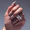Vecalon Eternity Pierścień 925 Sterling Silver Full Diamonds CZ zaręczynowe Pierścienie weselne dla kobiet biżuteria 235f