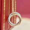 Gold Chain Diamond Pendant Women Necklace Tricyclic Luxury Designer Jewelry High Version Stainless Steel electroplating Wedding bride party Gift Necklaces