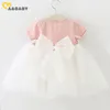 0-3y prinses baby meisje jurk partij verjaardag kant bloemen dooptism vestido baby boog tule bruiloft es geboren 210515