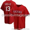 Joey Gallo # 13 Rouge Ver2 Baseball Jersey XS-6XL Cousu Hommes Femmes Jeunesse Baseball Jersey